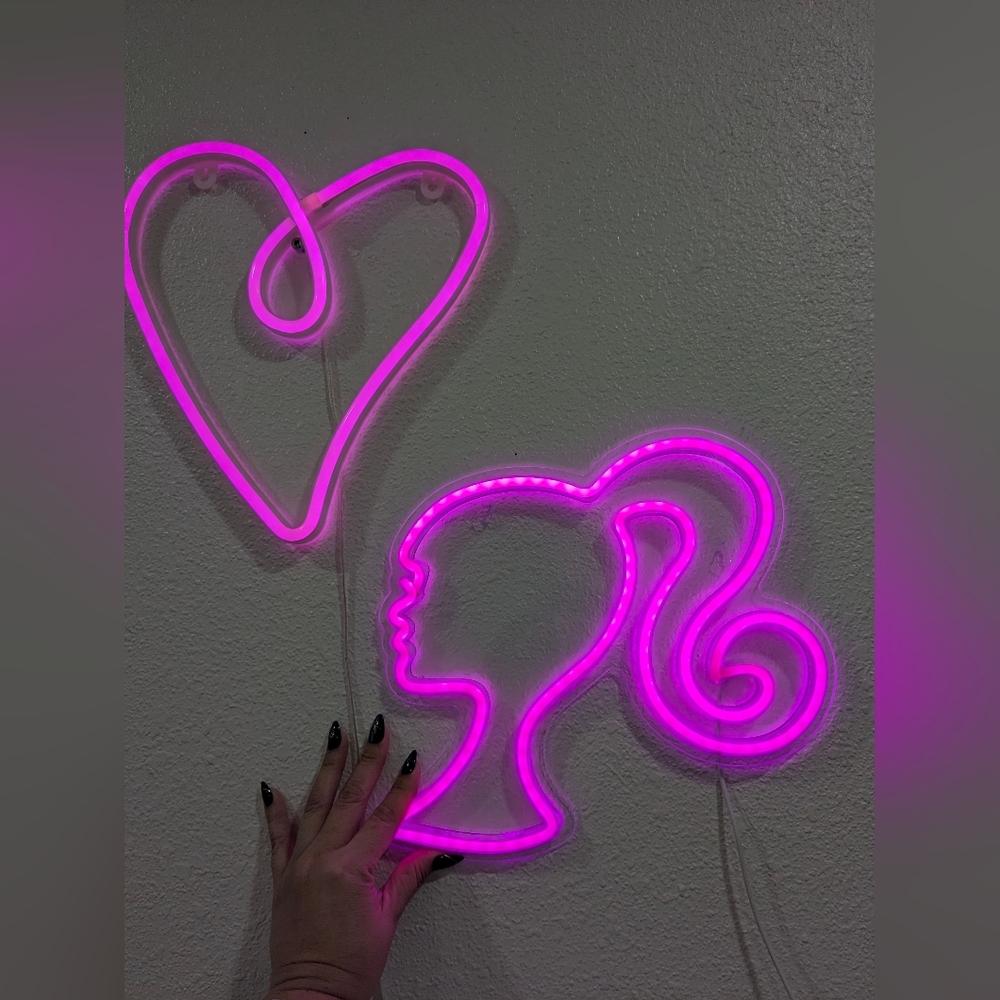 Pink Neon Heart and Barbie Light